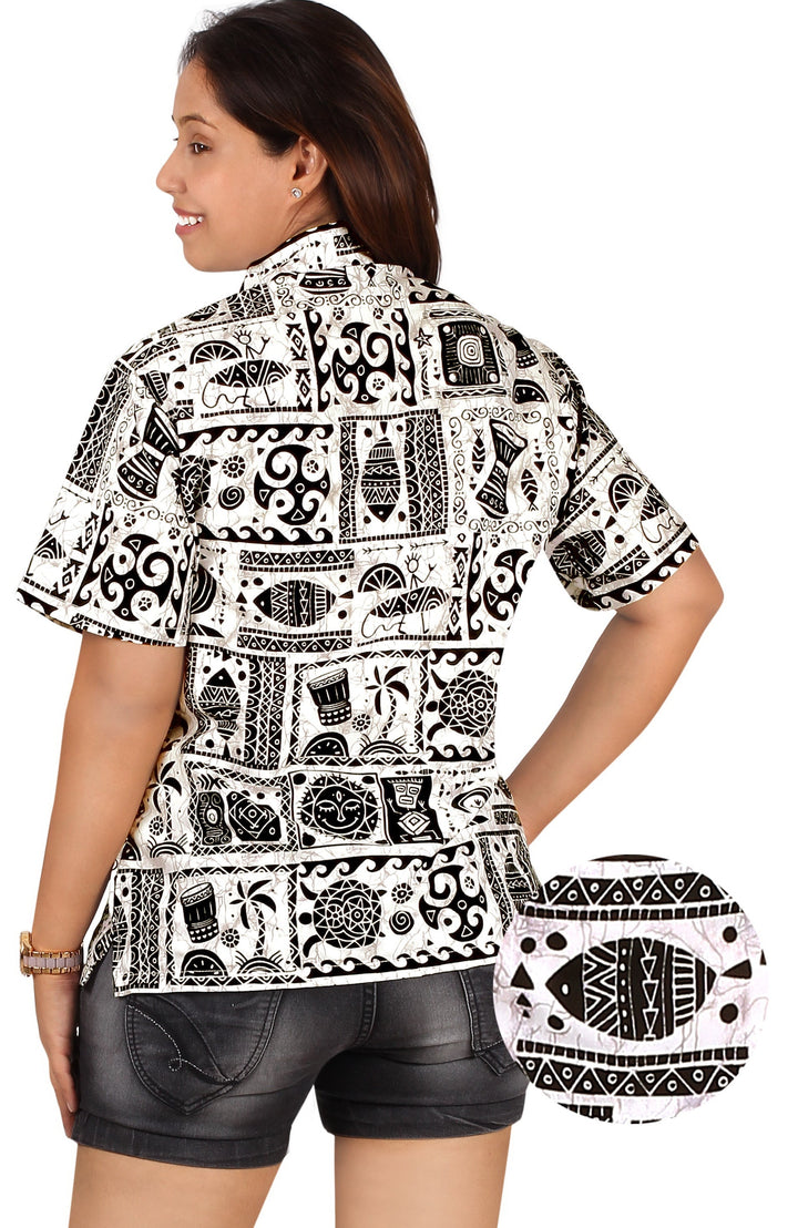 HAPPY BAY Womens Beach Hawaiian Ethnic Black Turtle P00635