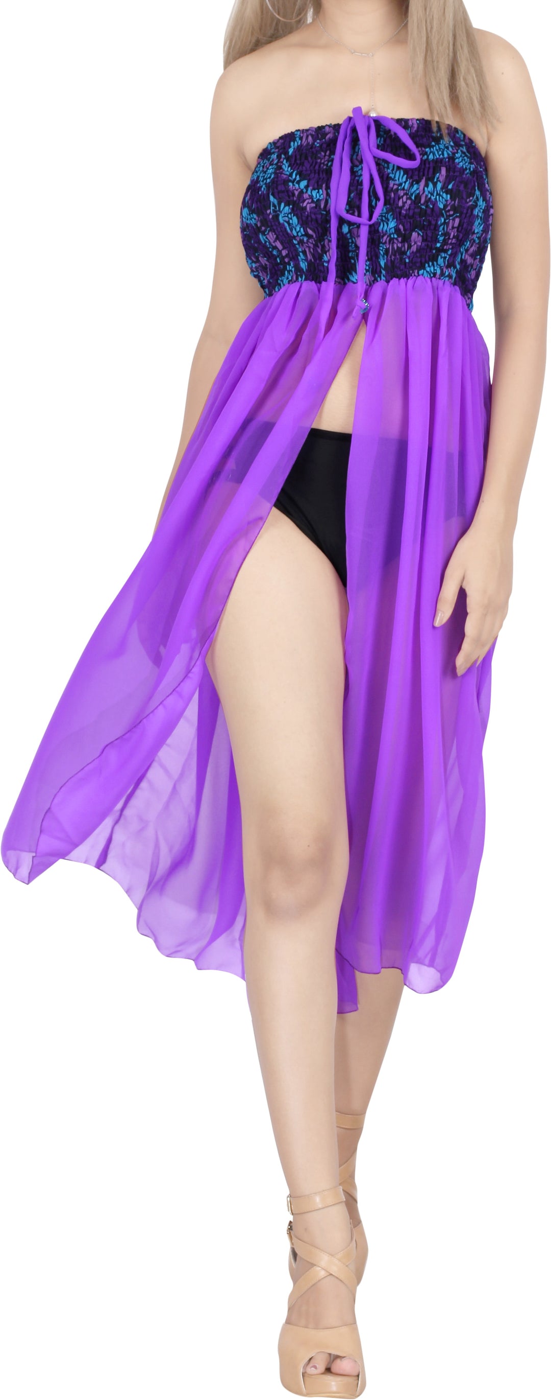 LA LEELA Purple Short Dress - 135822