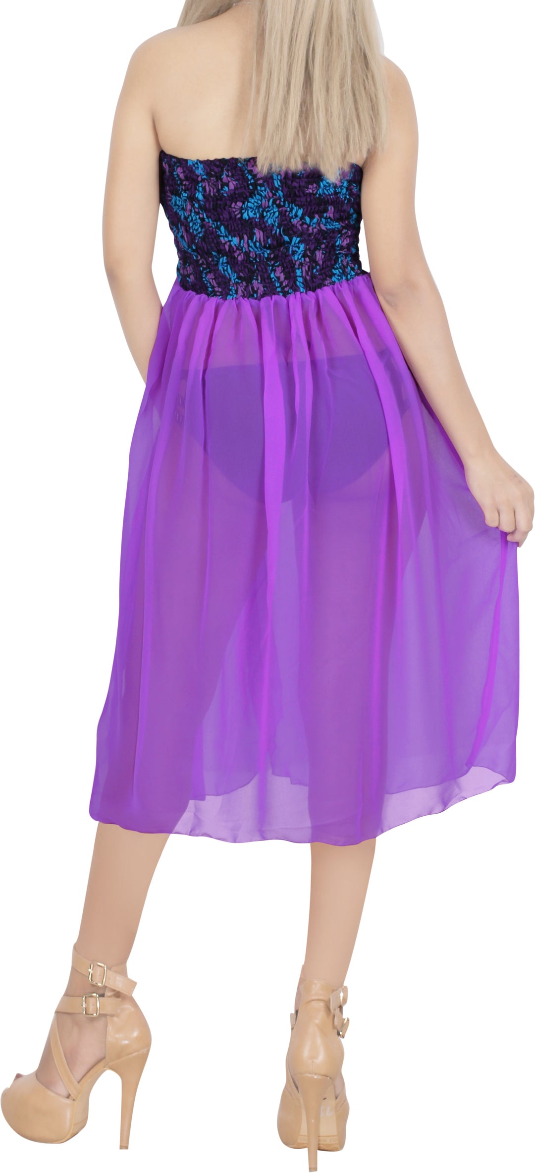 LA LEELA Purple Short Dress - 135822