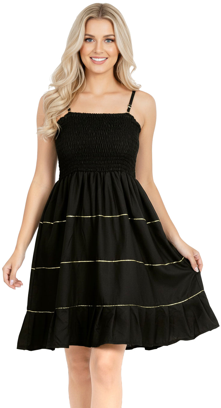 LA LEELA Black Short Dress - 919925