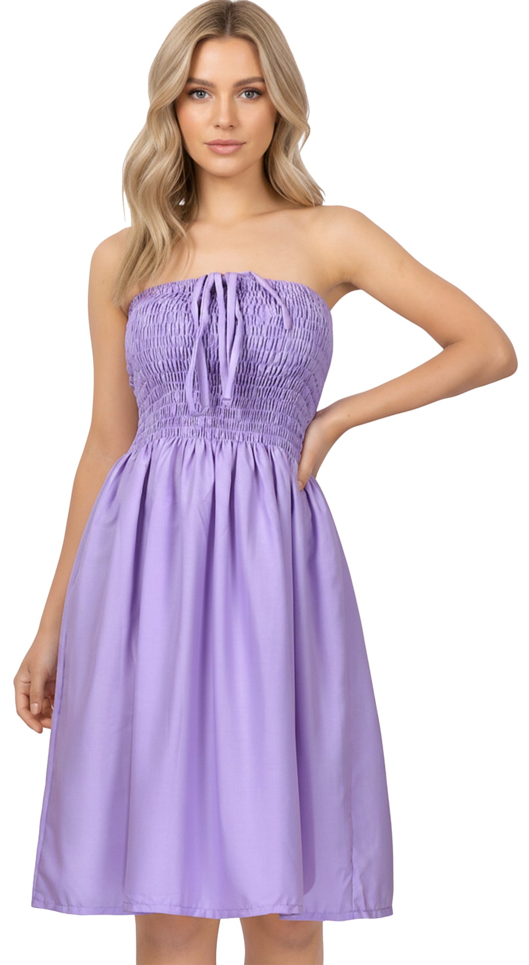 LA LEELA Light Purple Short Dress - 120030