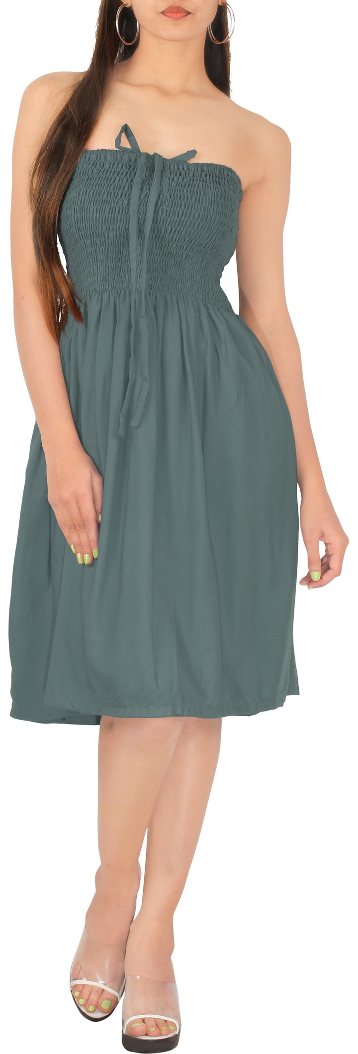 LA LEELA C Green Short Dress - 120031