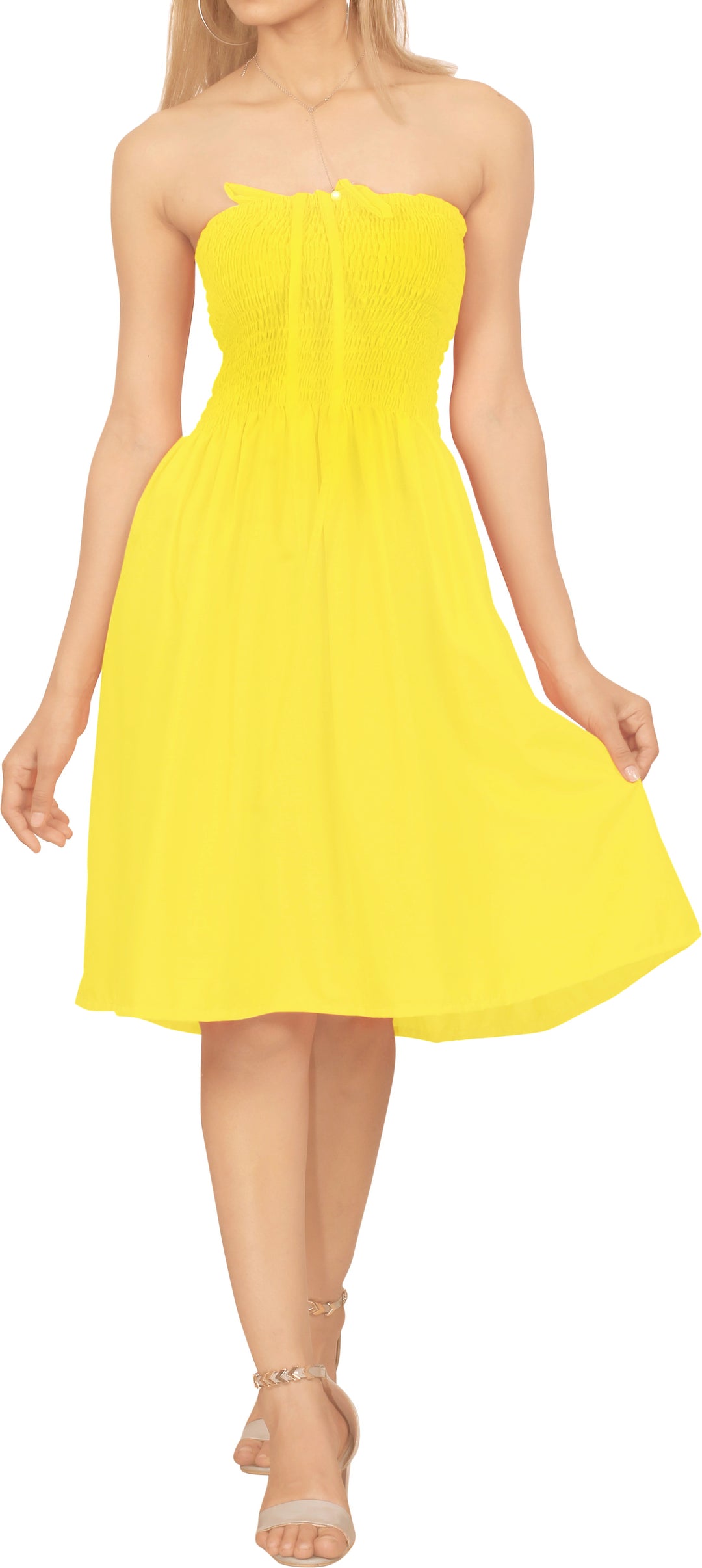 LA LEELA Yellow Short Dress - 120028