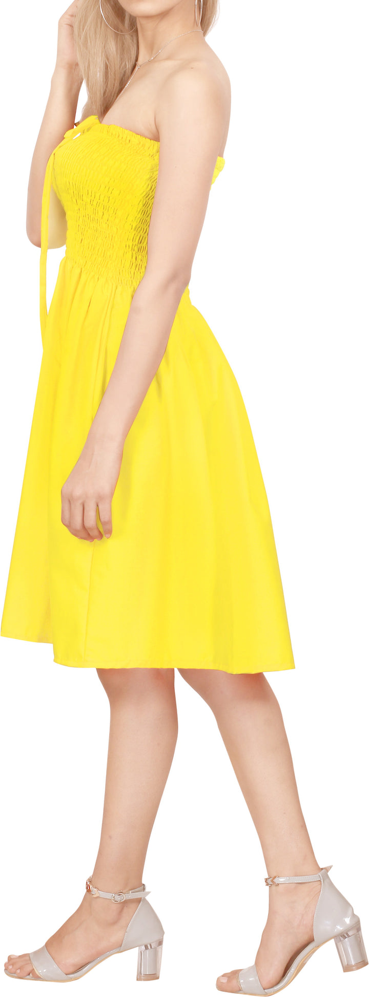 LA LEELA Yellow Short Dress - 120028
