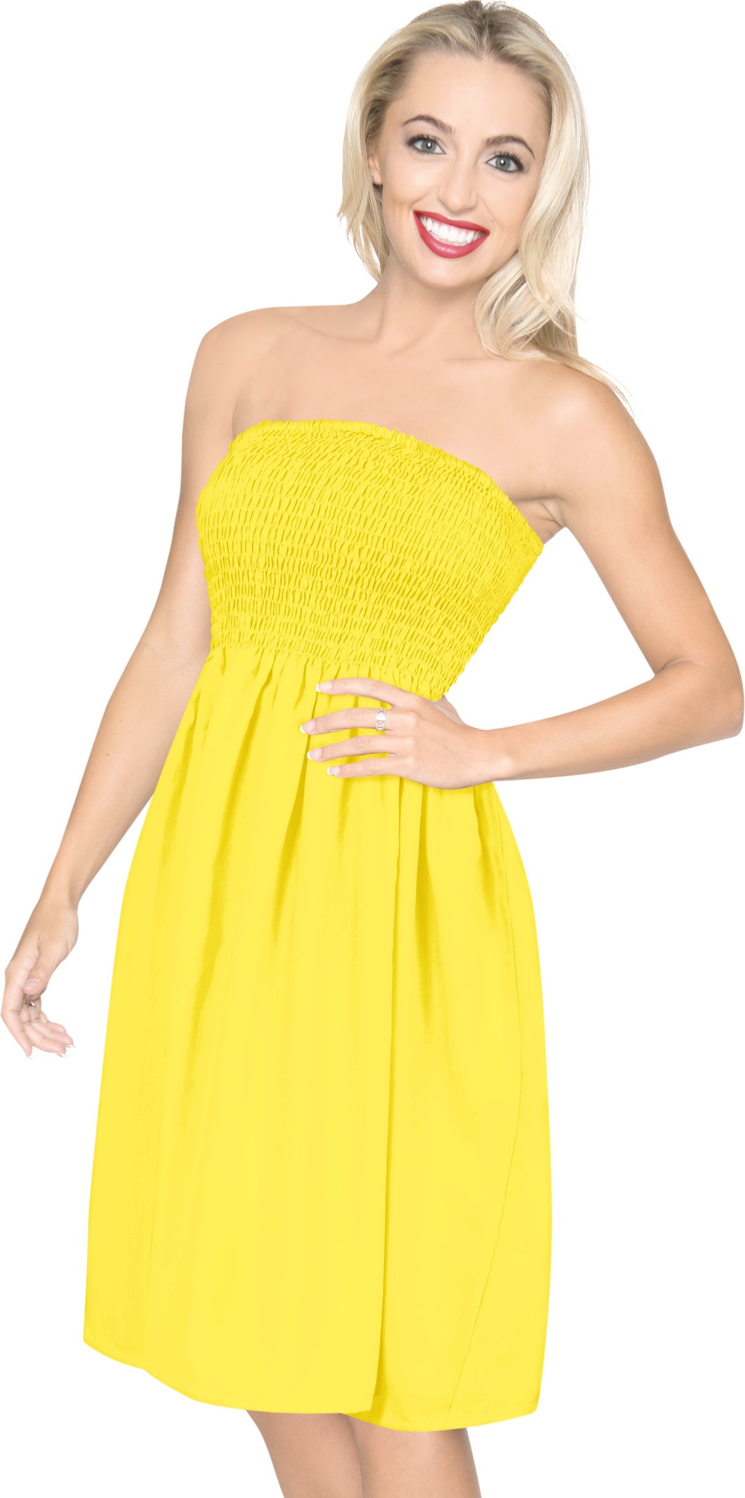 LA LEELA Yellow Short Dress - 120028