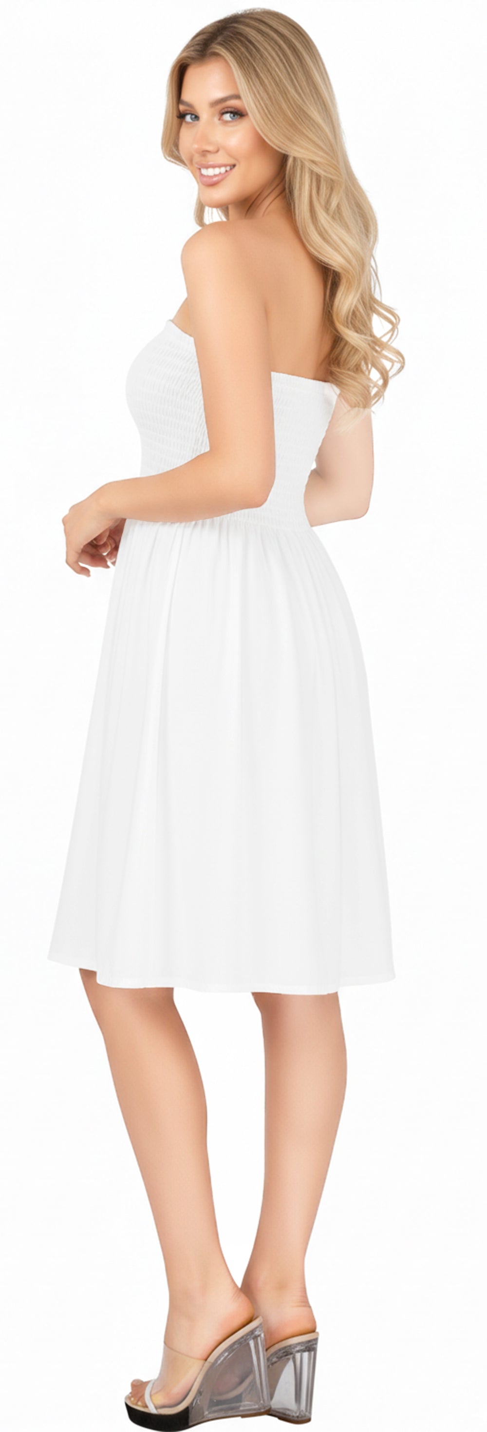 LA LEELA White Short Dress - 121165