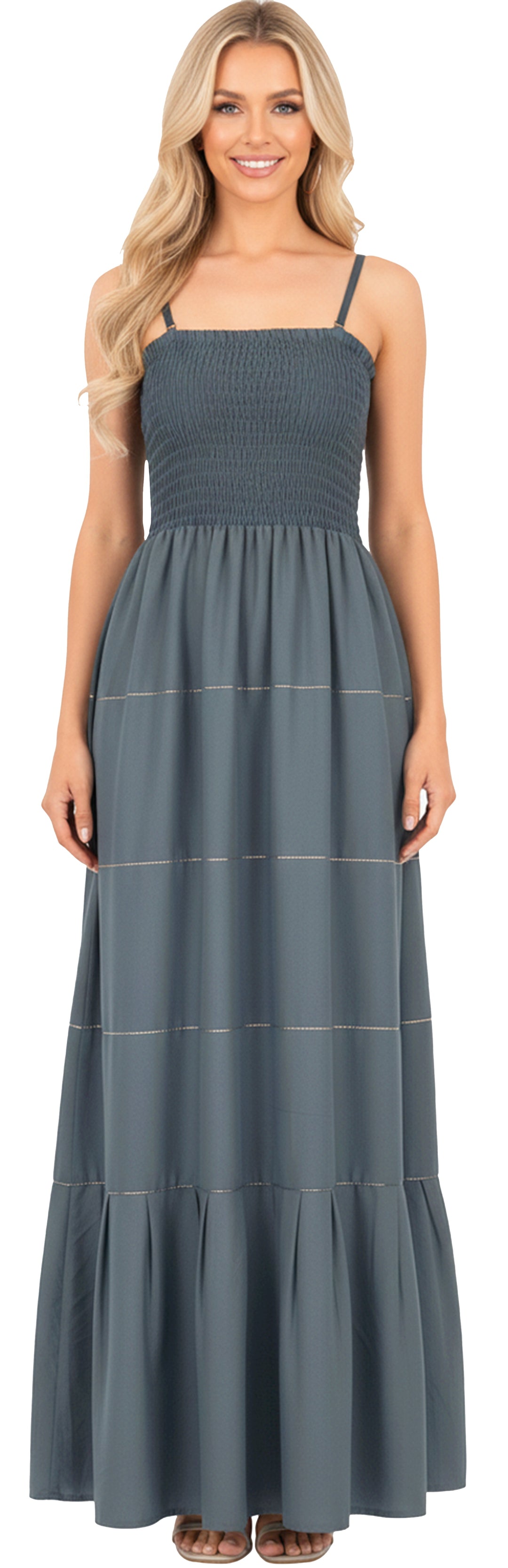 LA LEELA Gray Long Dress - 915168