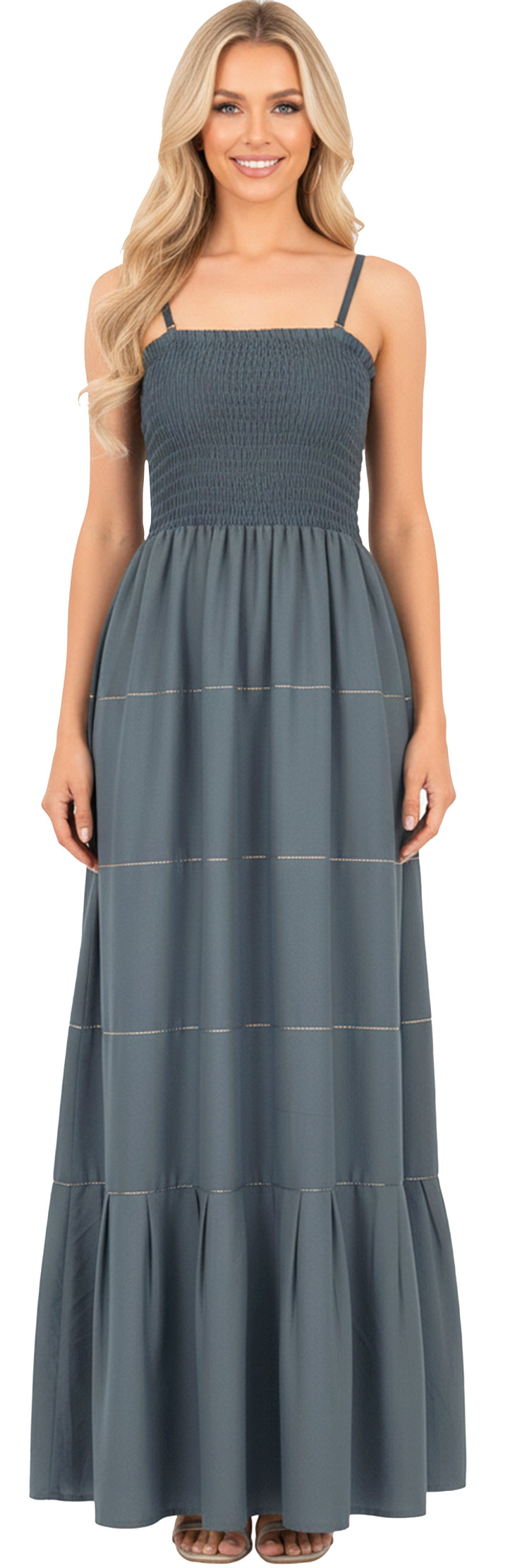 LA LEELA Gray Long Dress - 915168