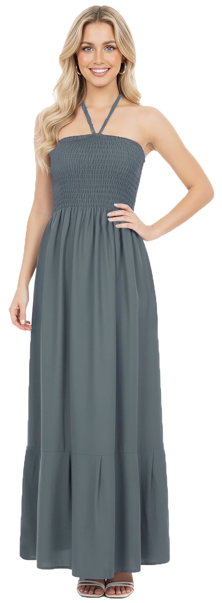 LA LEELA Gray Long Dress - 121190