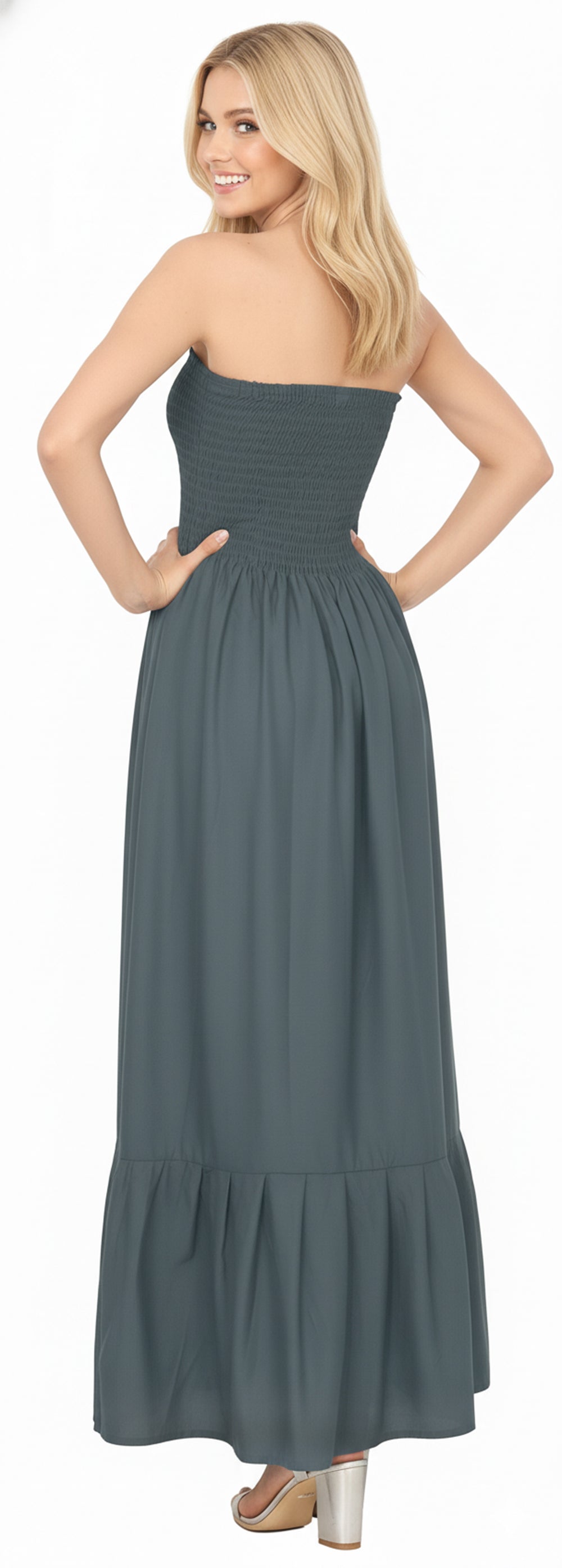 LA LEELA Gray Long Dress - 121190