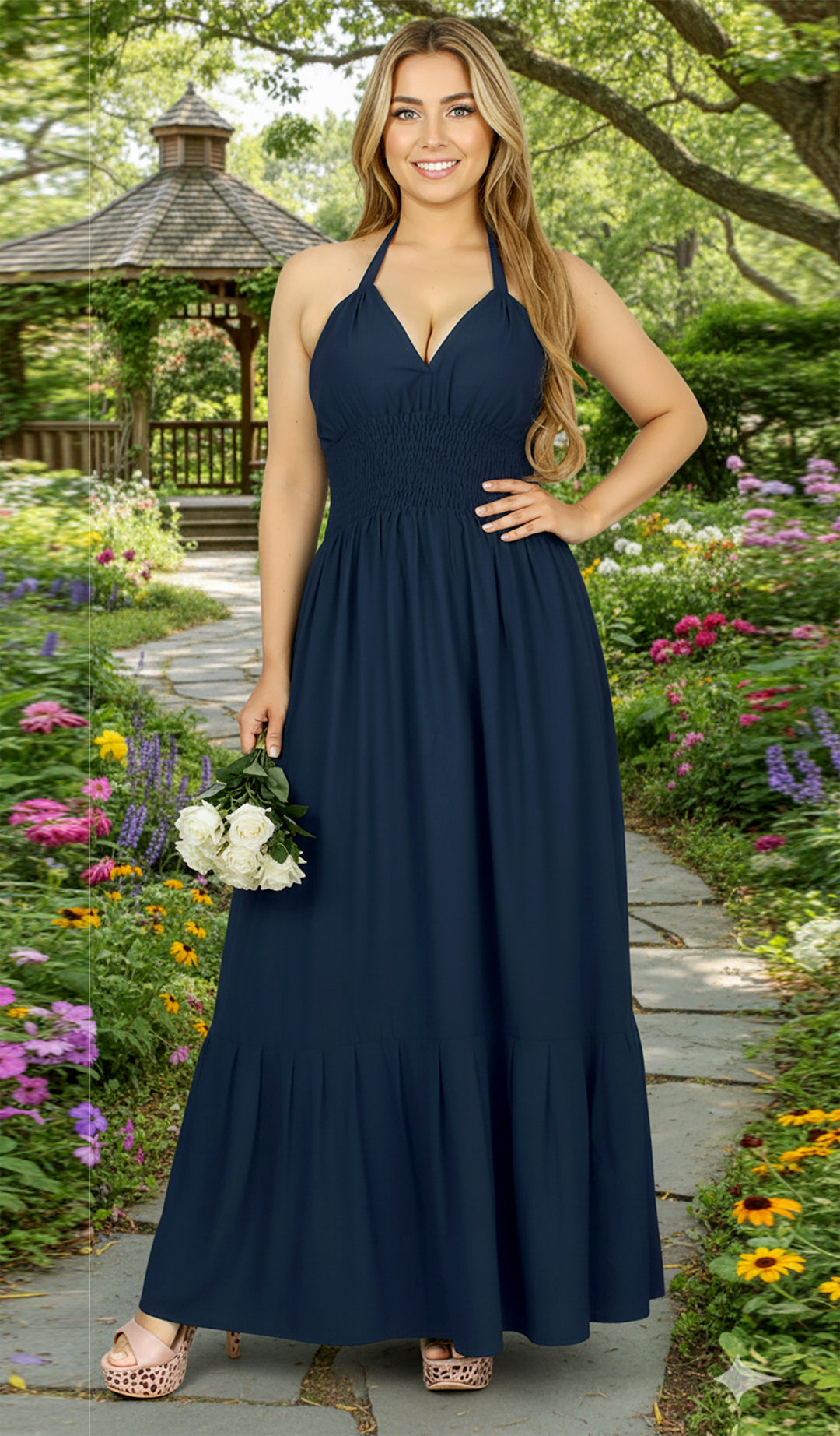 HAPPY BAY Navy Long Dress - 916536