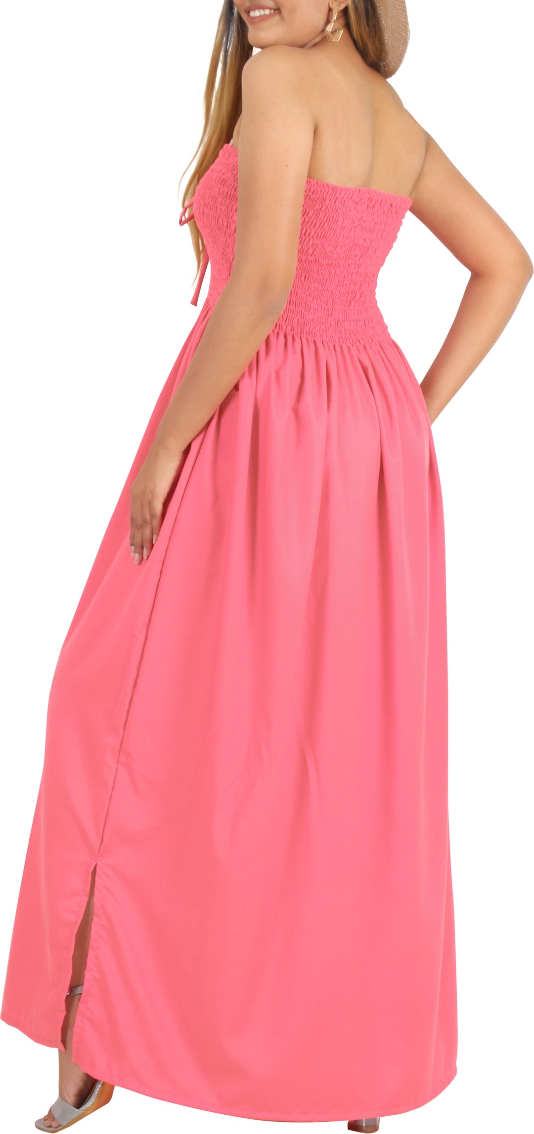 LA LEELA Coral Pink Long Dress - 917660
