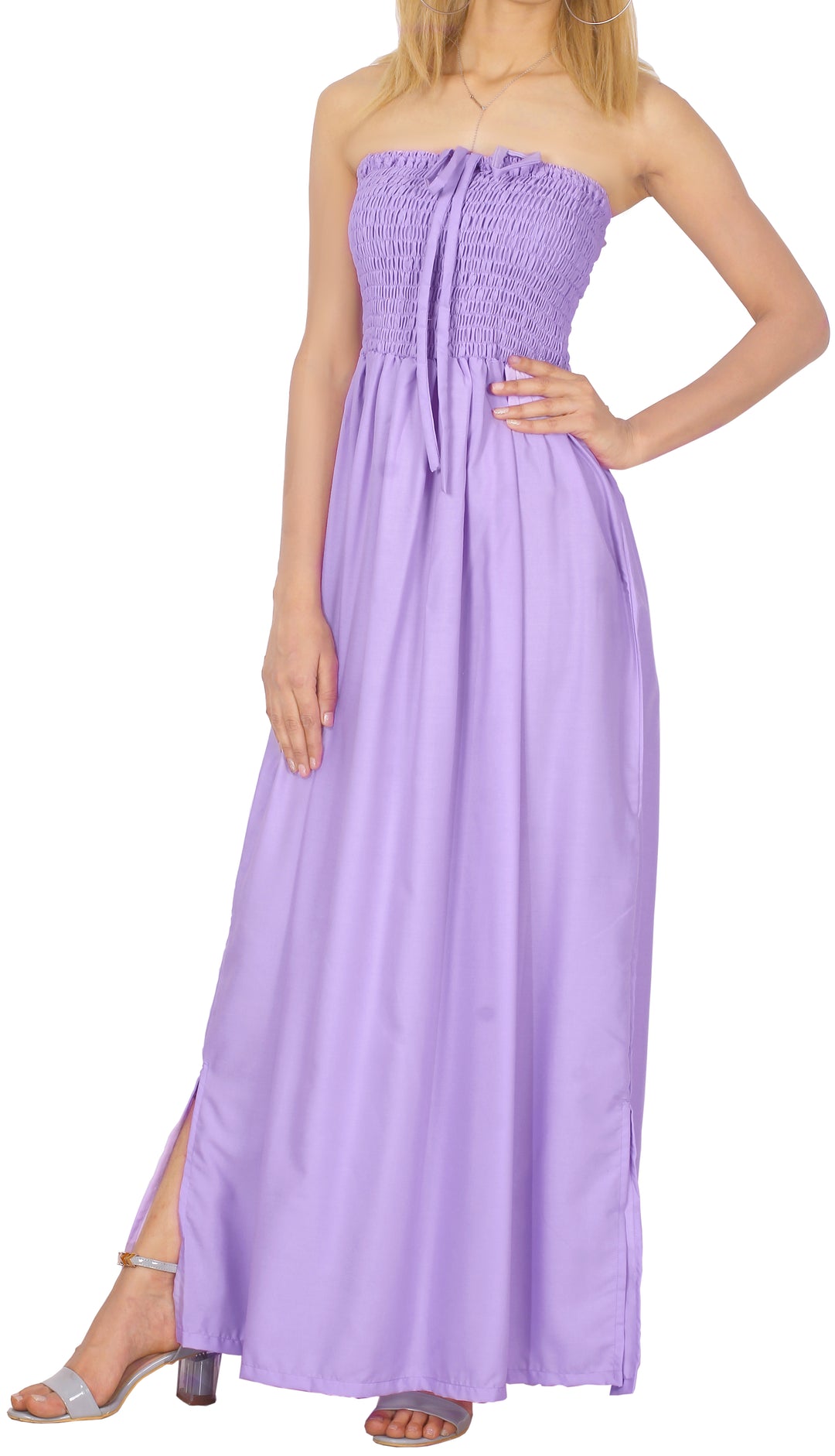 LA LEELA Light Purple Long Dress - 119864