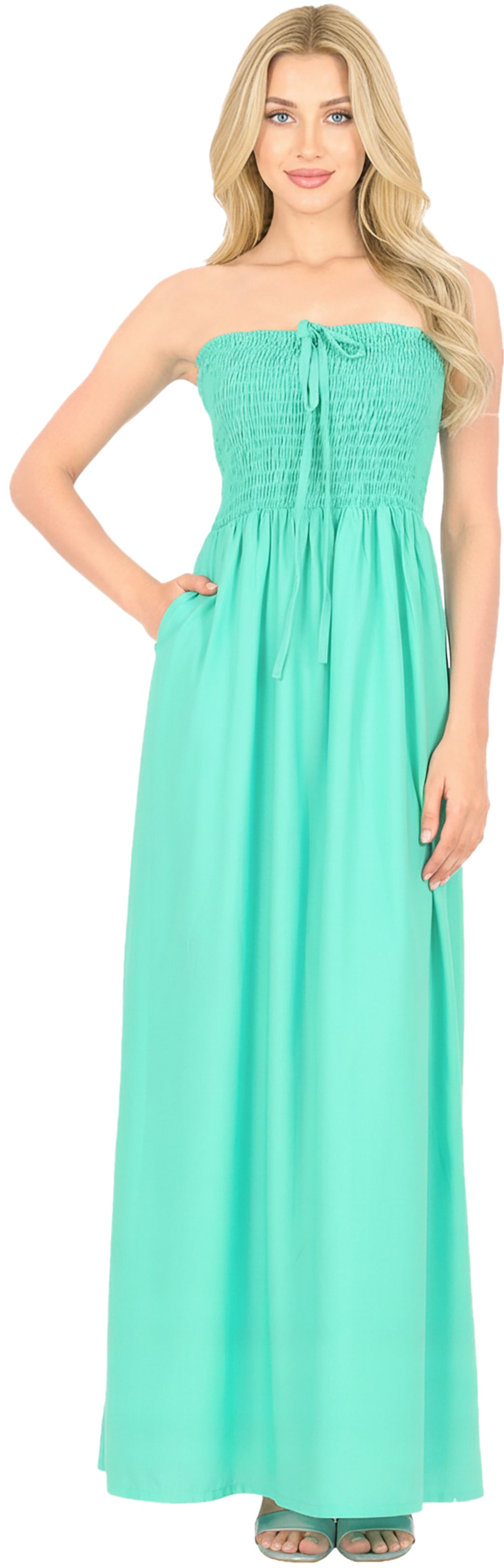 LA LEELA C Green Long Dress - 906572