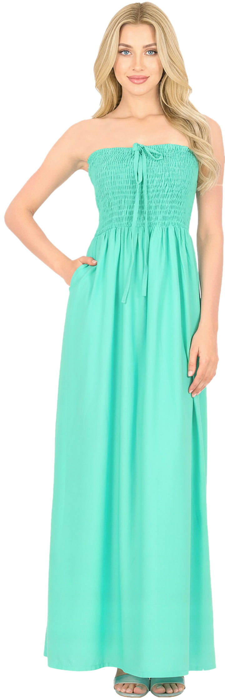 LA LEELA C Green Long Dress - 906572