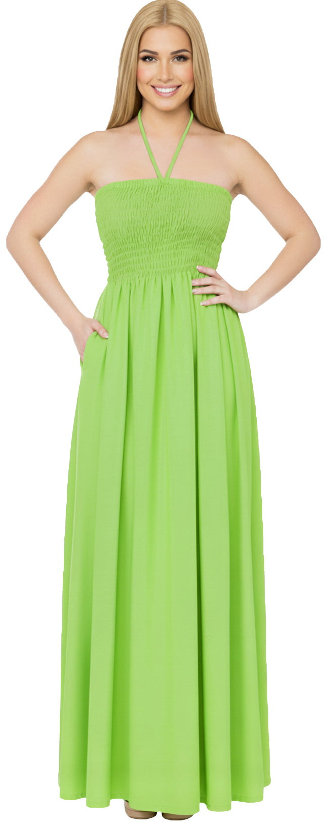 LA LEELA Light Green Long Dress - 119862