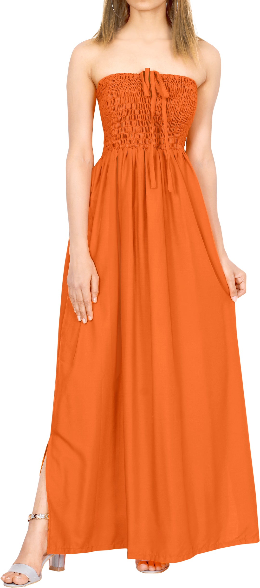 LA LEELA Orange Long Dress - 119859