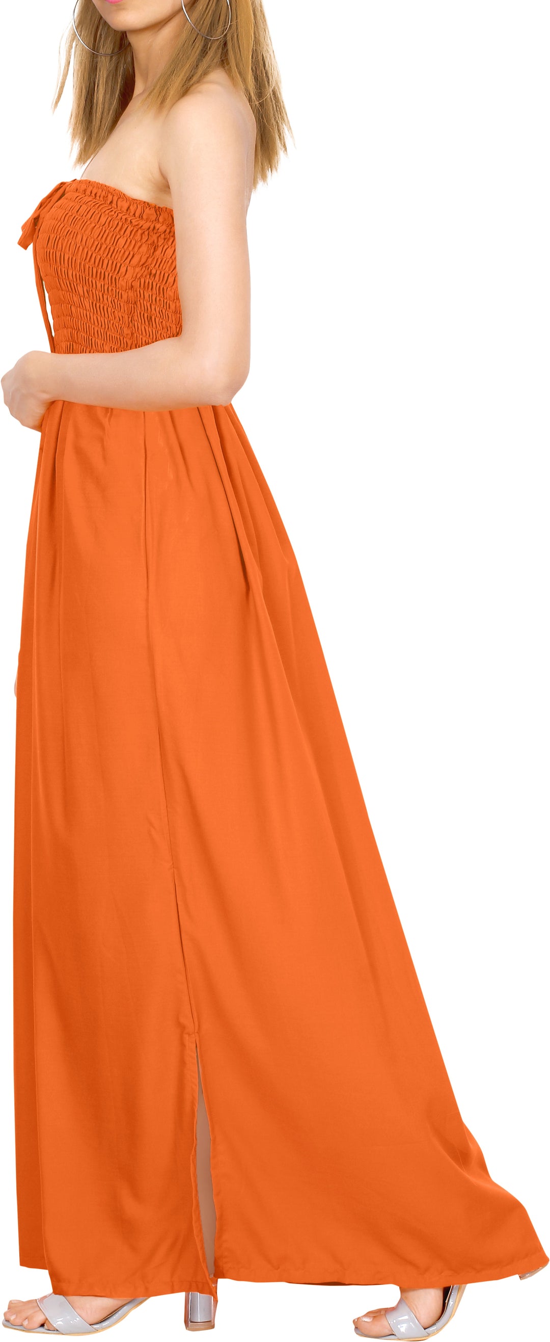 LA LEELA Orange Long Dress - 119859