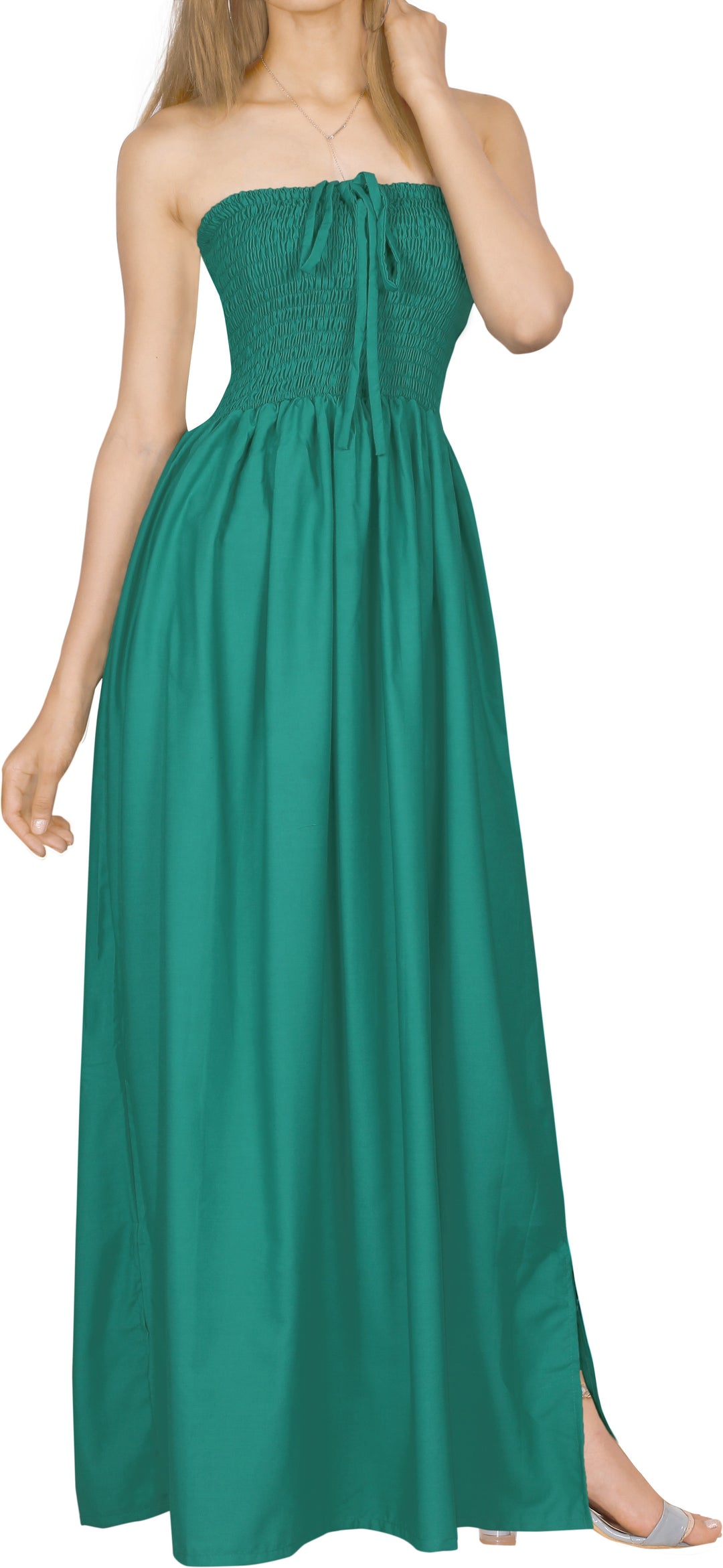 LA LEELA Green Long Dress - 119865