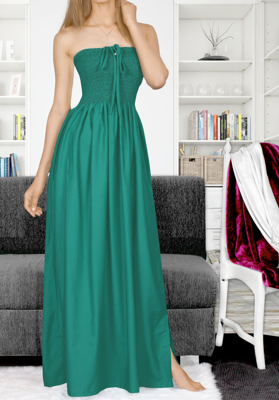 LA LEELA Green Long Dress - 119865