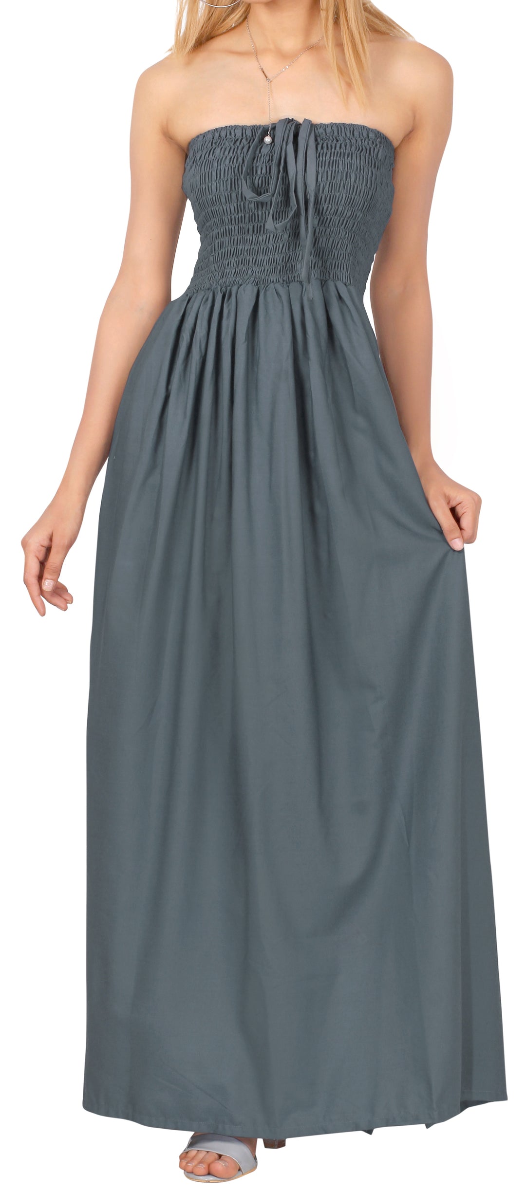LA LEELA Gray Long Dress - 119856