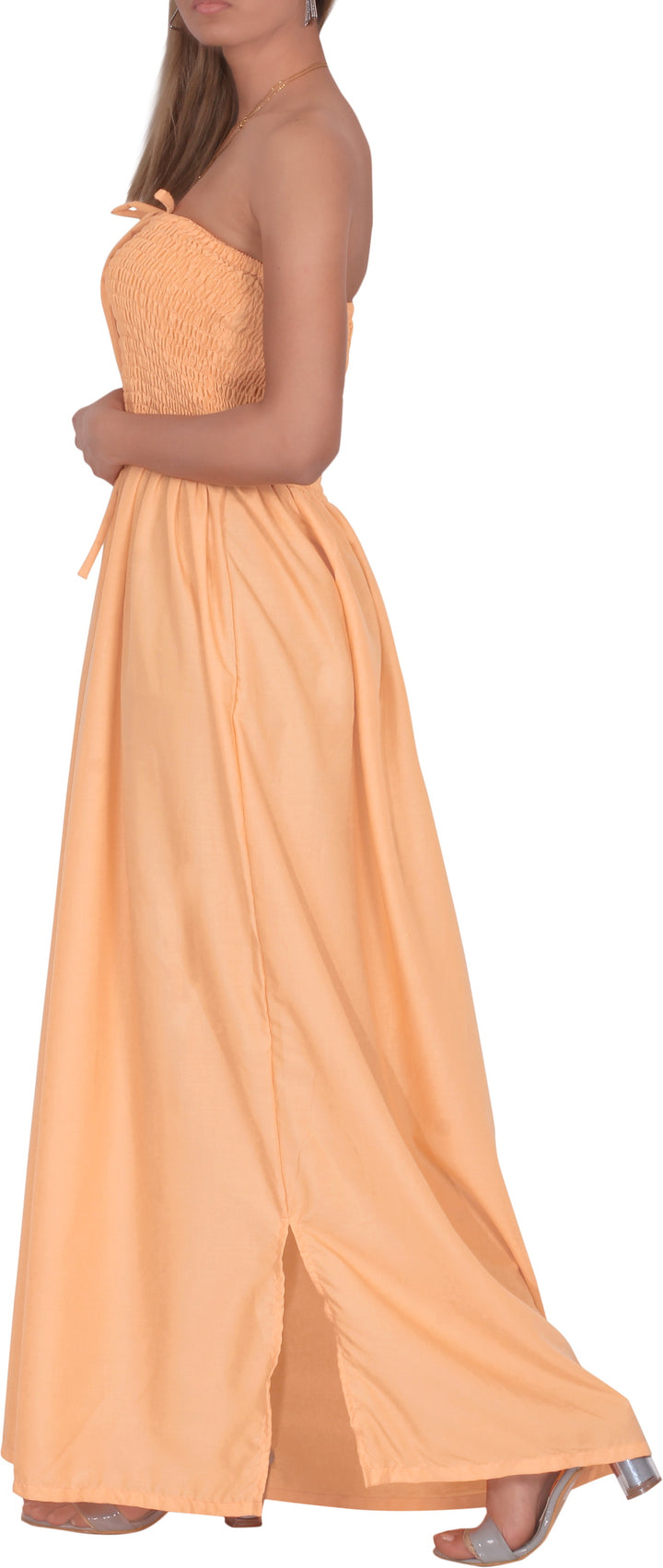 LA LEELA Peach Long Dress - 906571