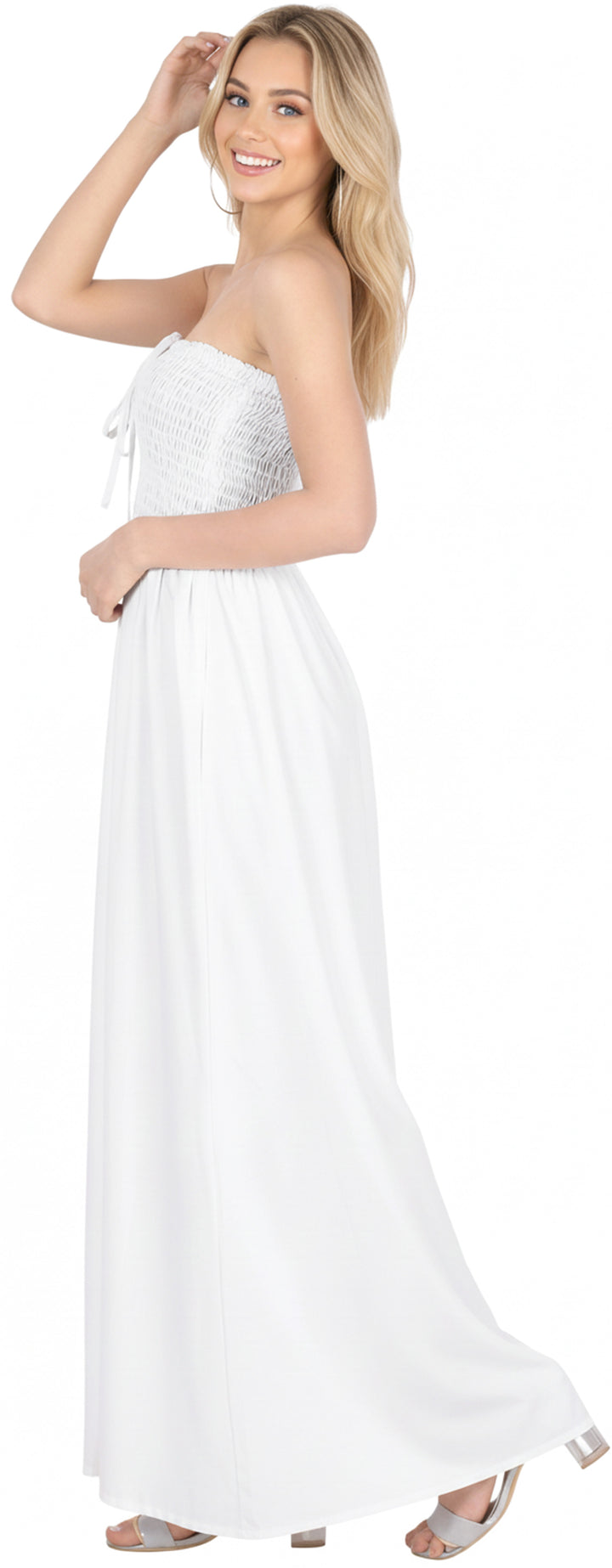 LA LEELA White Long Dress - 913912
