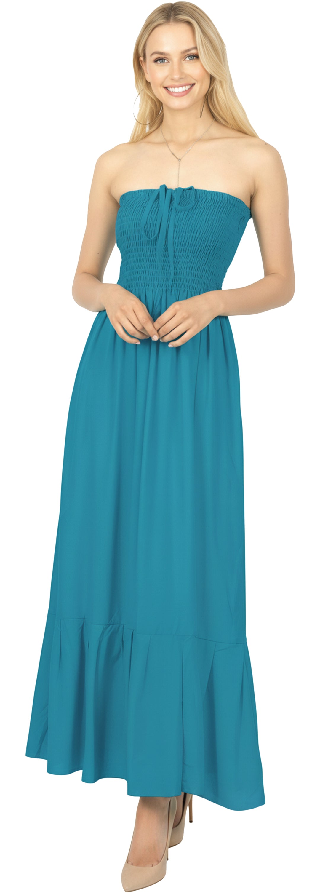 LA LEELA Tale Blue Long Dress - 123465