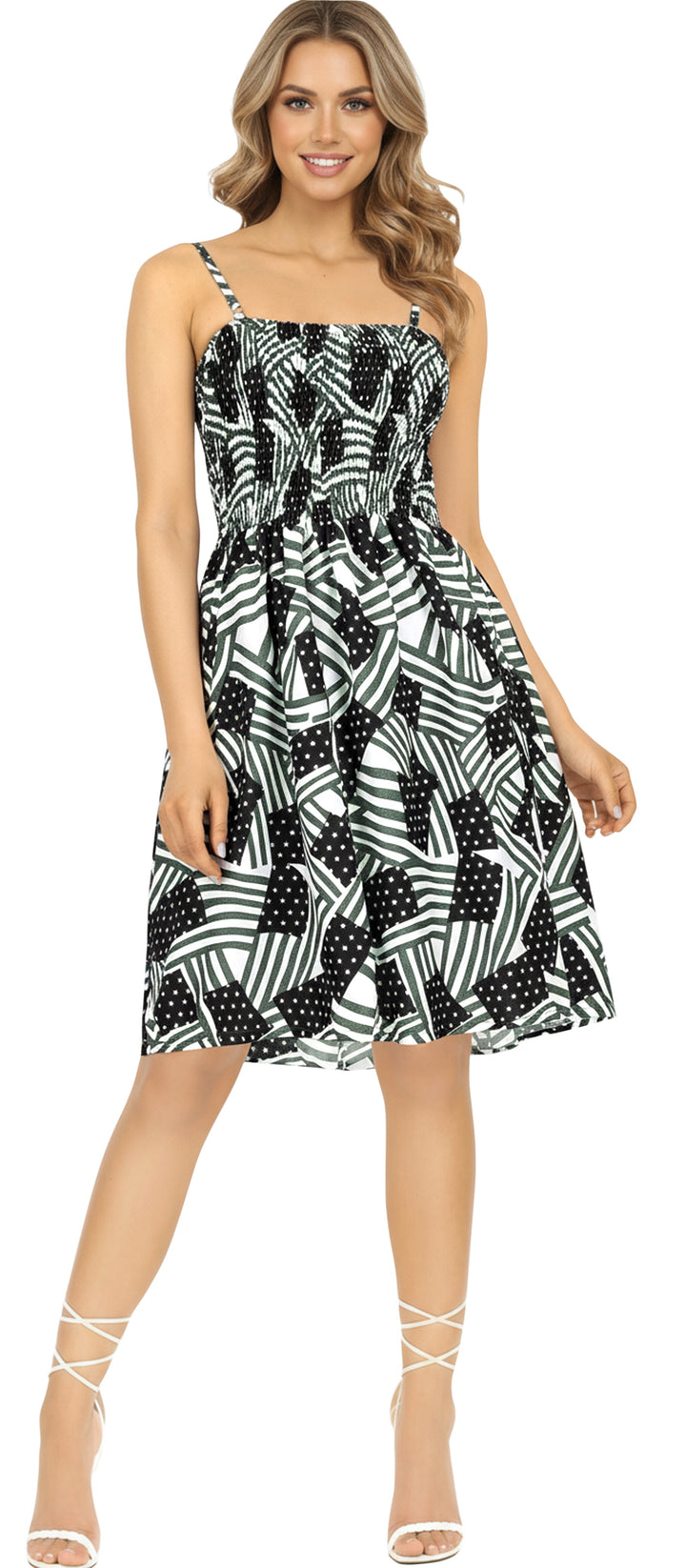 The Star and Stripes Spaghetti Dress for women P00794