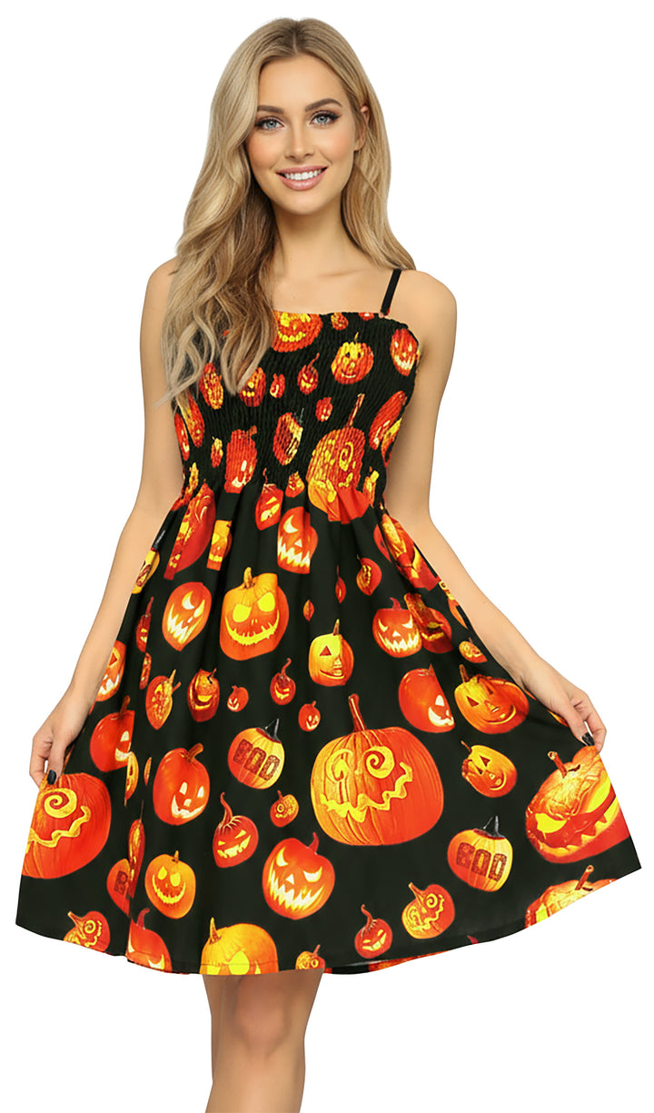 LA LEELA Orange Short Dress - 917019