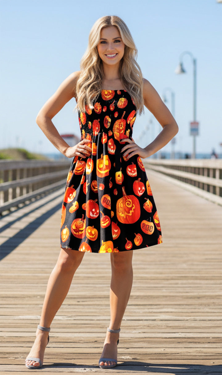LA LEELA Orange Short Dress - 917019