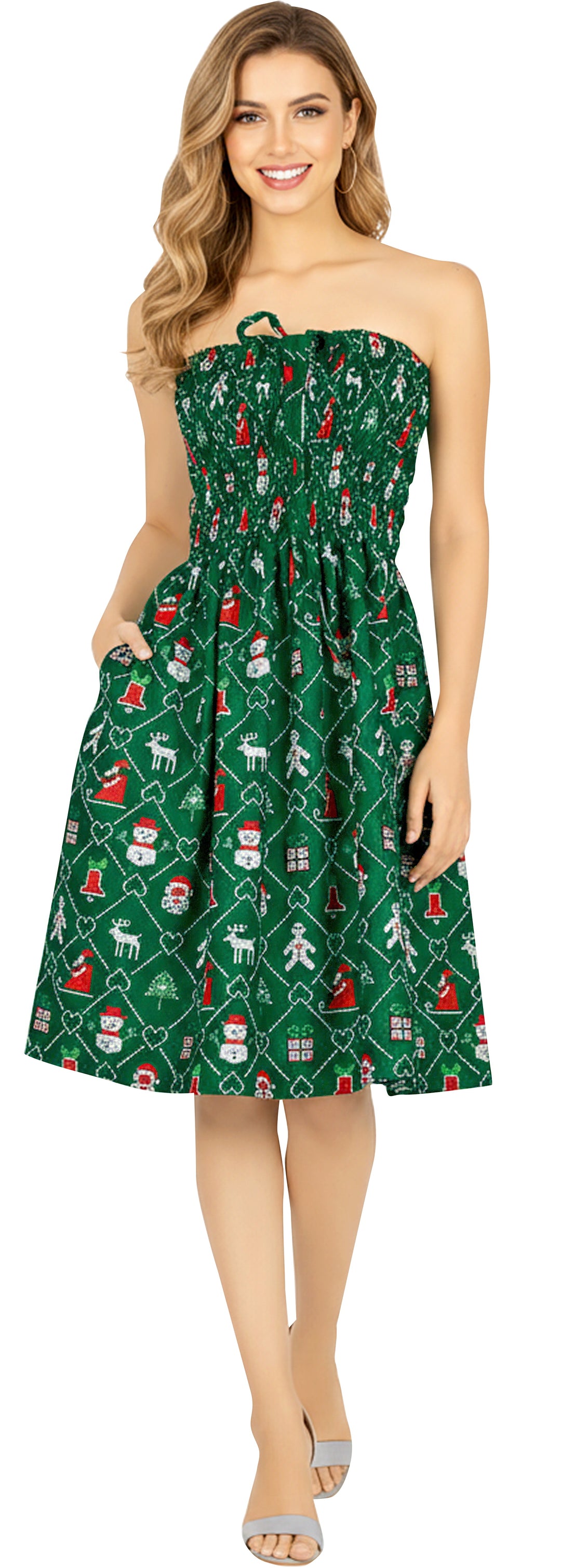 LA LEELA Green Short Dress - 914482