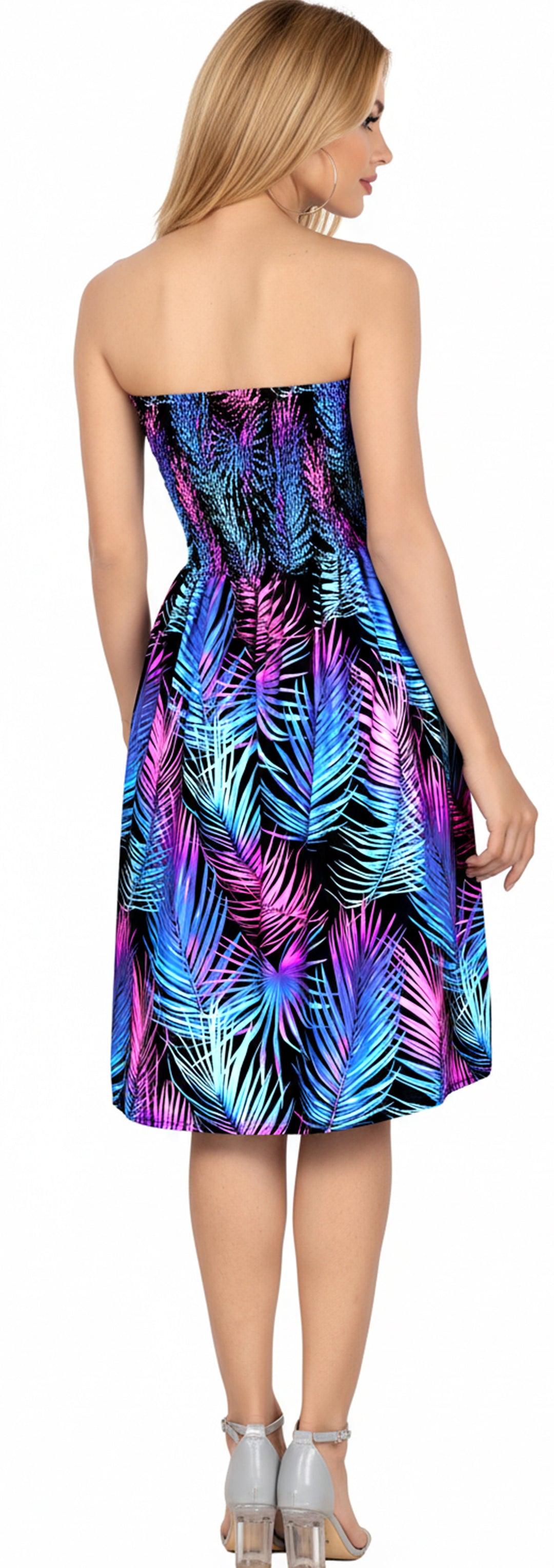 Midnight Palm Short Dress for women P00844