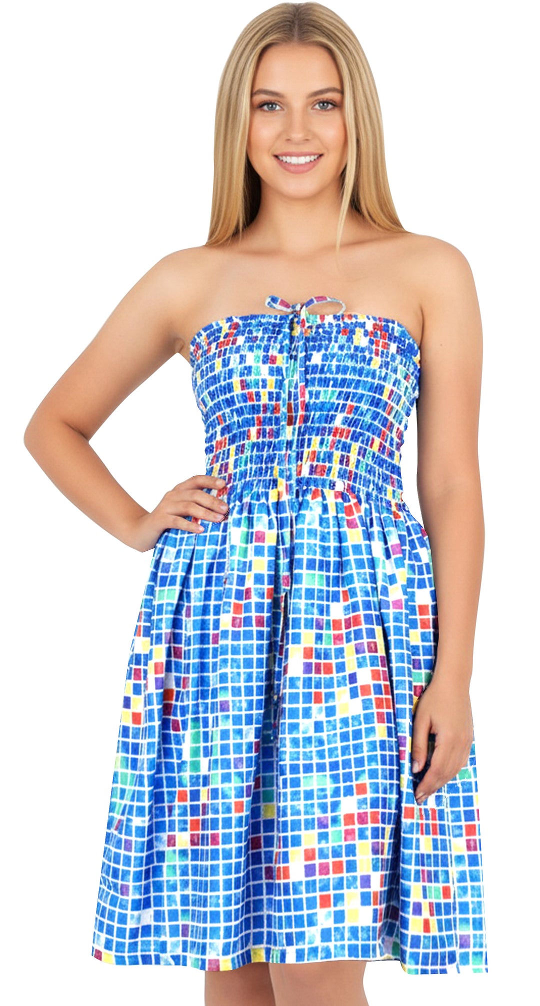 LA LEELA Blue Short Dress - 917734