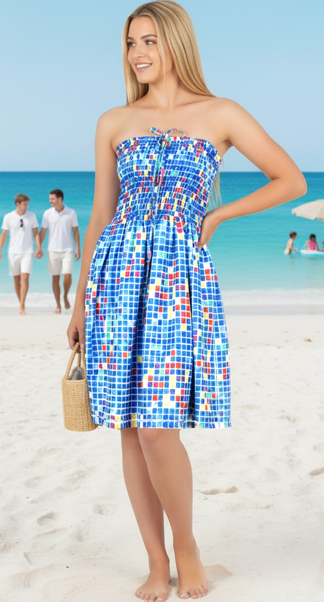LA LEELA Blue Short Dress - 917734