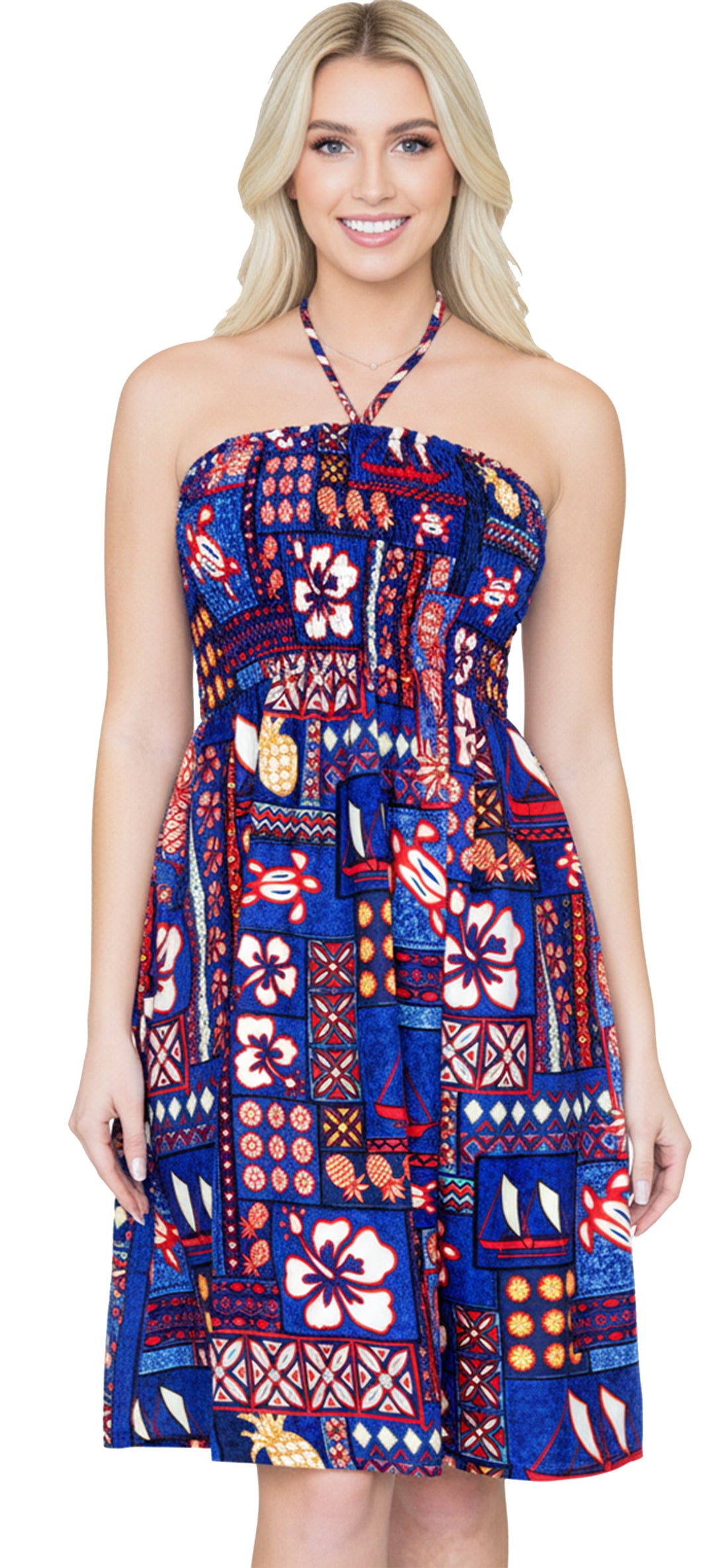 LA LEELA Blue Short Dress - 135603