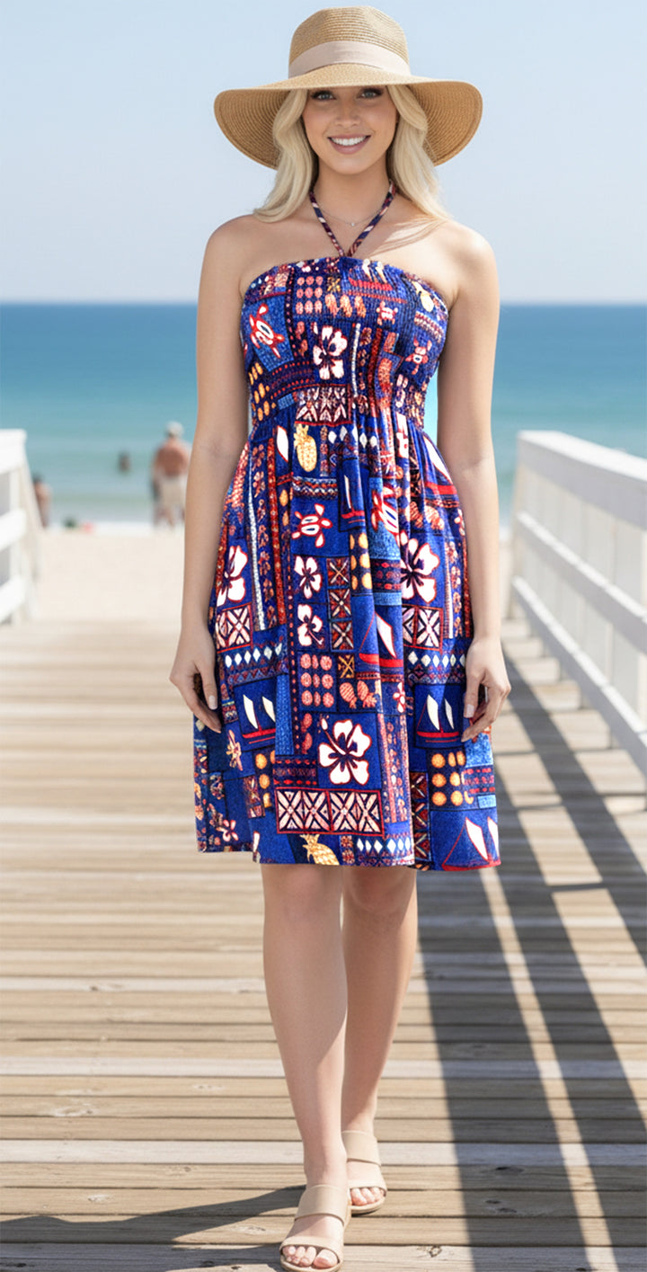 LA LEELA Blue Short Dress - 135603