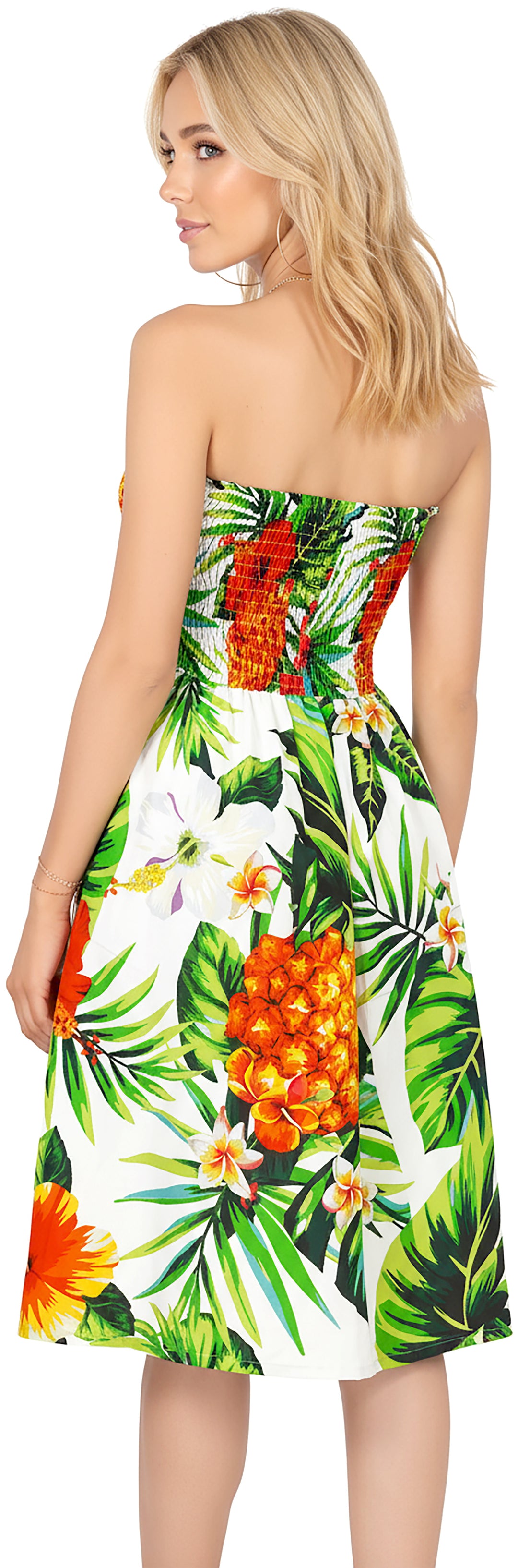 White Floral Printed Short Tube Dress For Women P01023