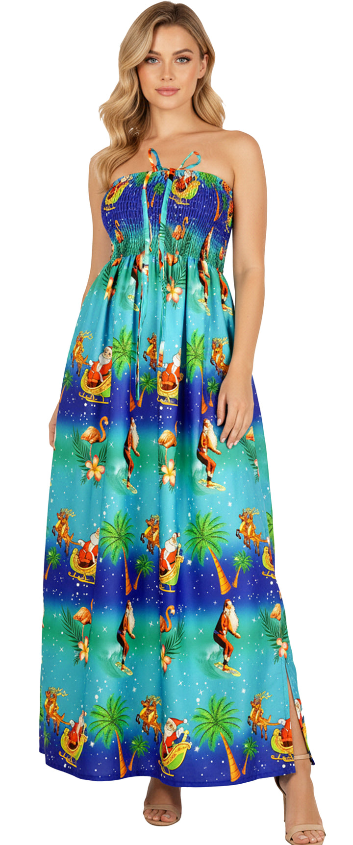LA LEELA Blue Long Dress - 919593