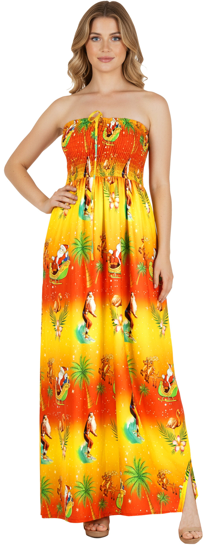 LA LEELA Orange Long Dress - 919592