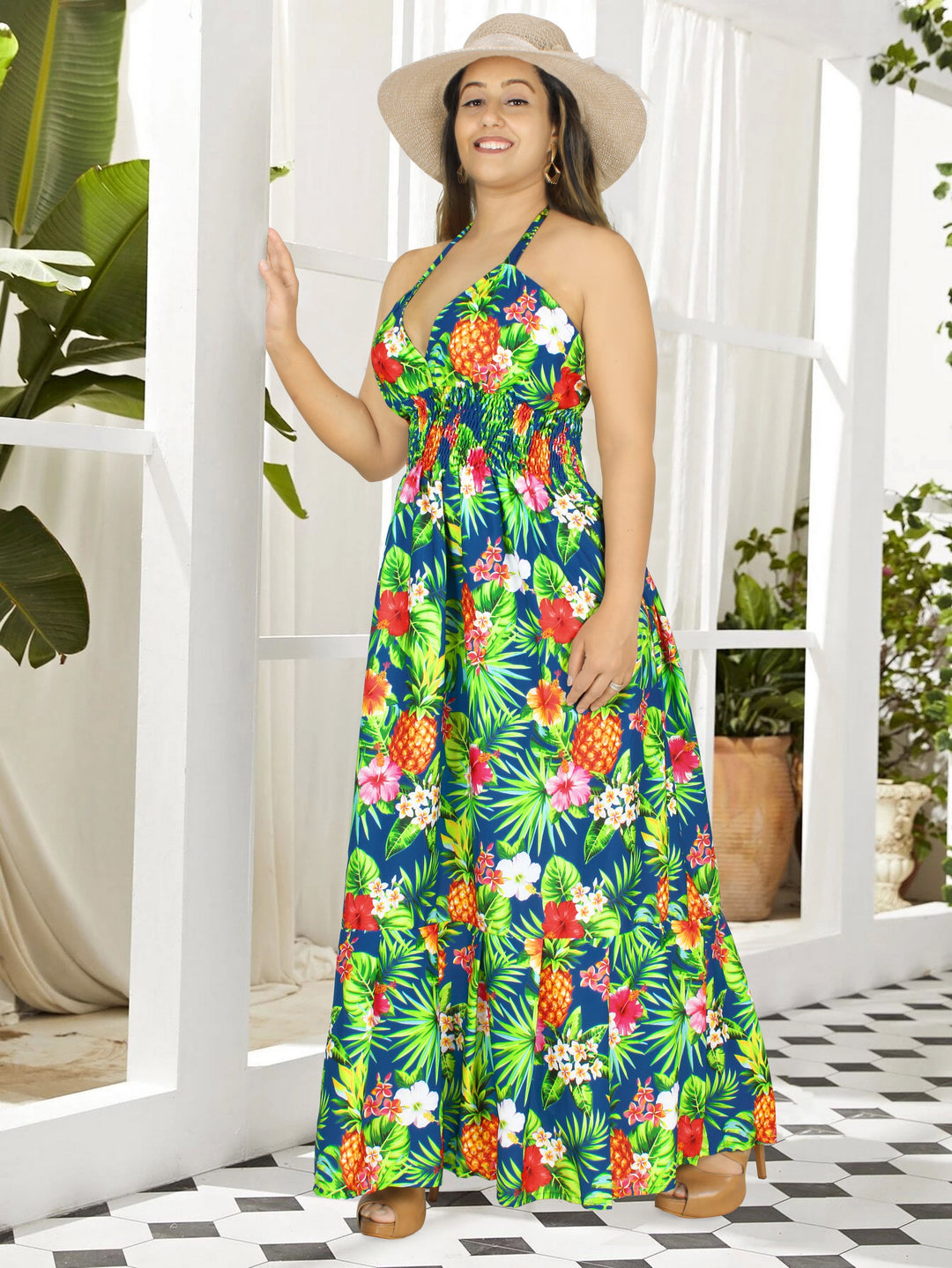 Aloha Low back Luau party dress for women P01051