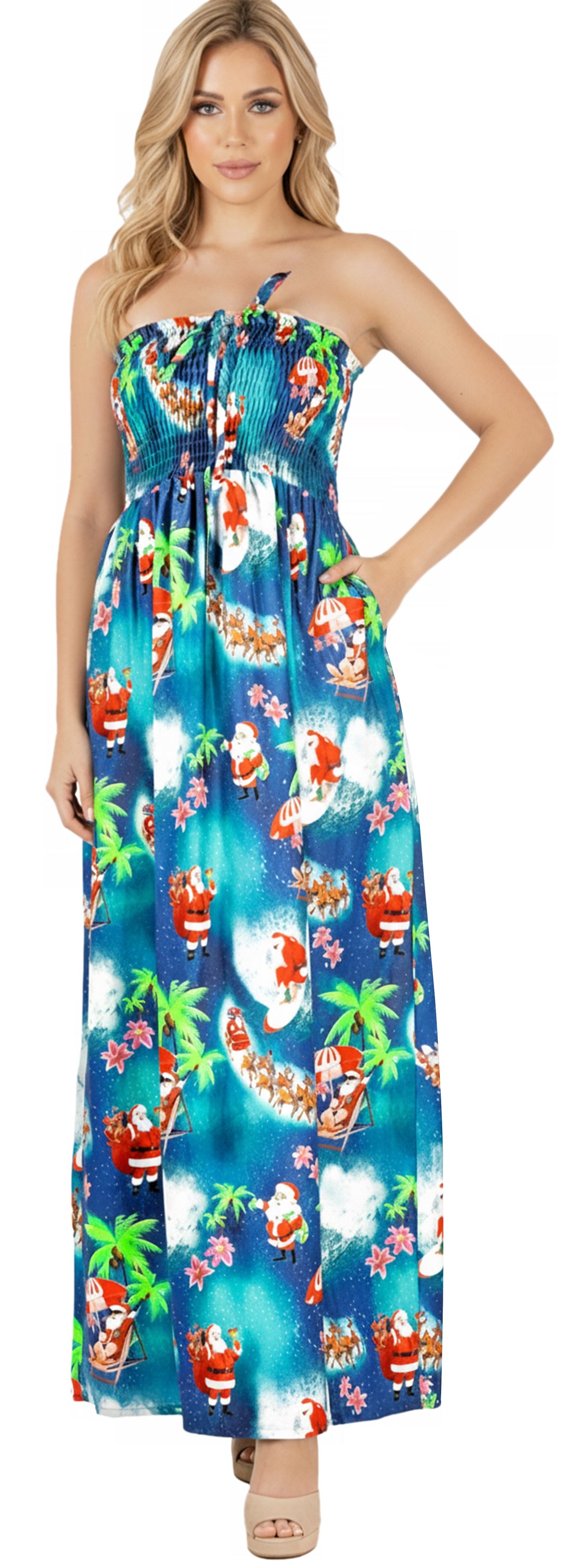 LA LEELA Blue Long Dress - 919920
