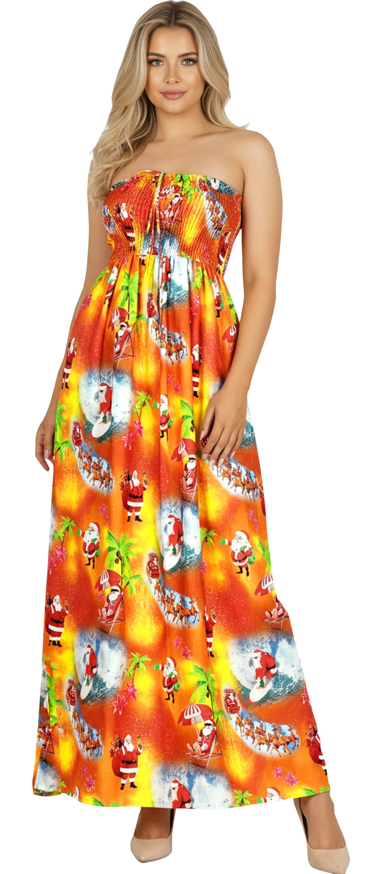 LA LEELA Orange Long Dress - 919589