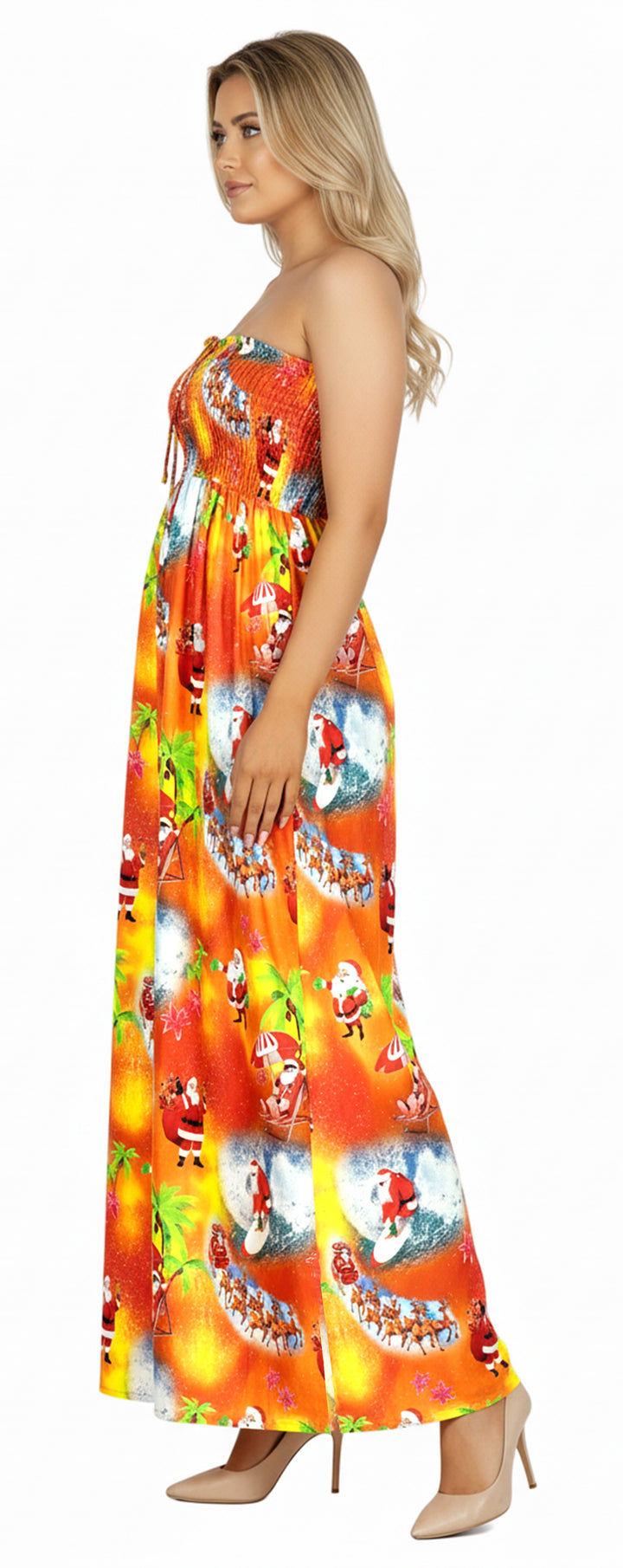 LA LEELA Orange Long Dress - 919589