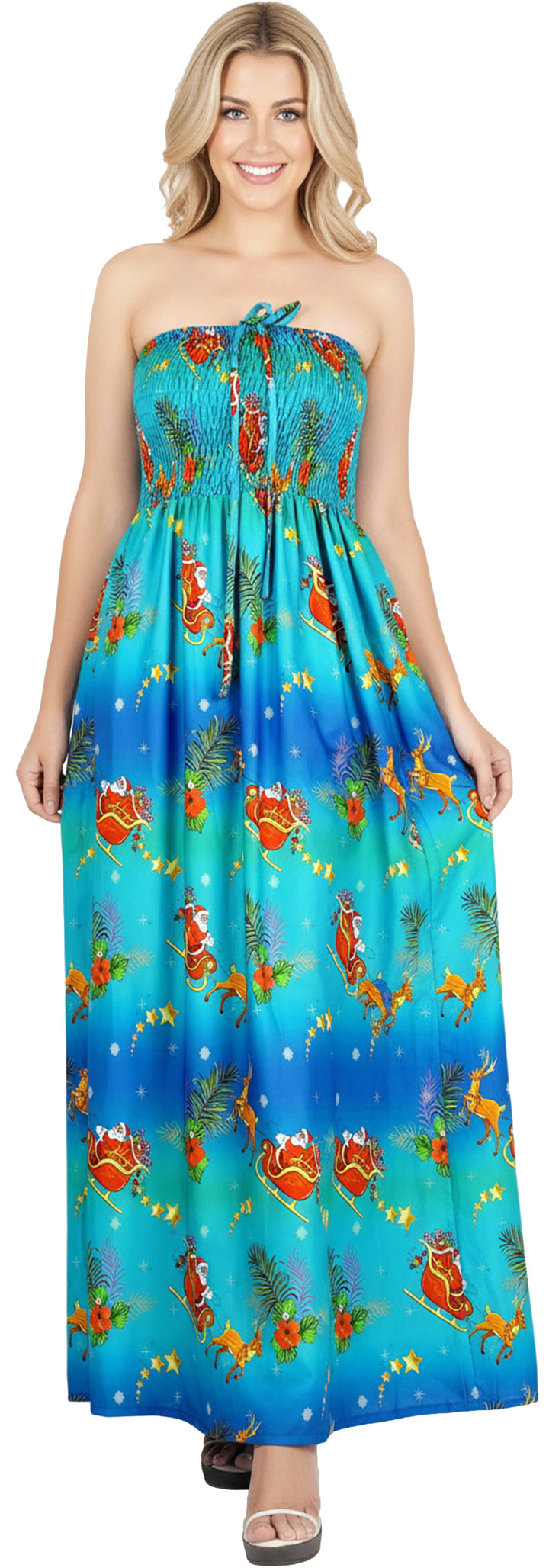LA LEELA Blue Long Dress - 919594