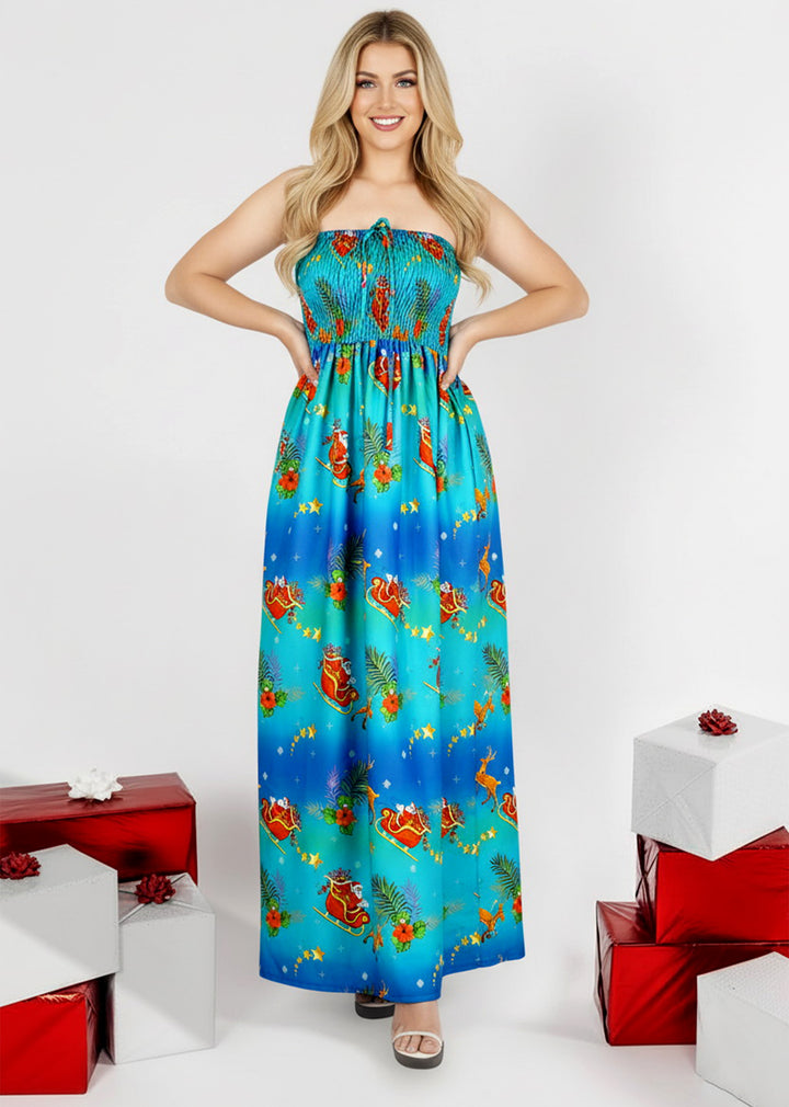 LA LEELA Blue Long Dress - 919594