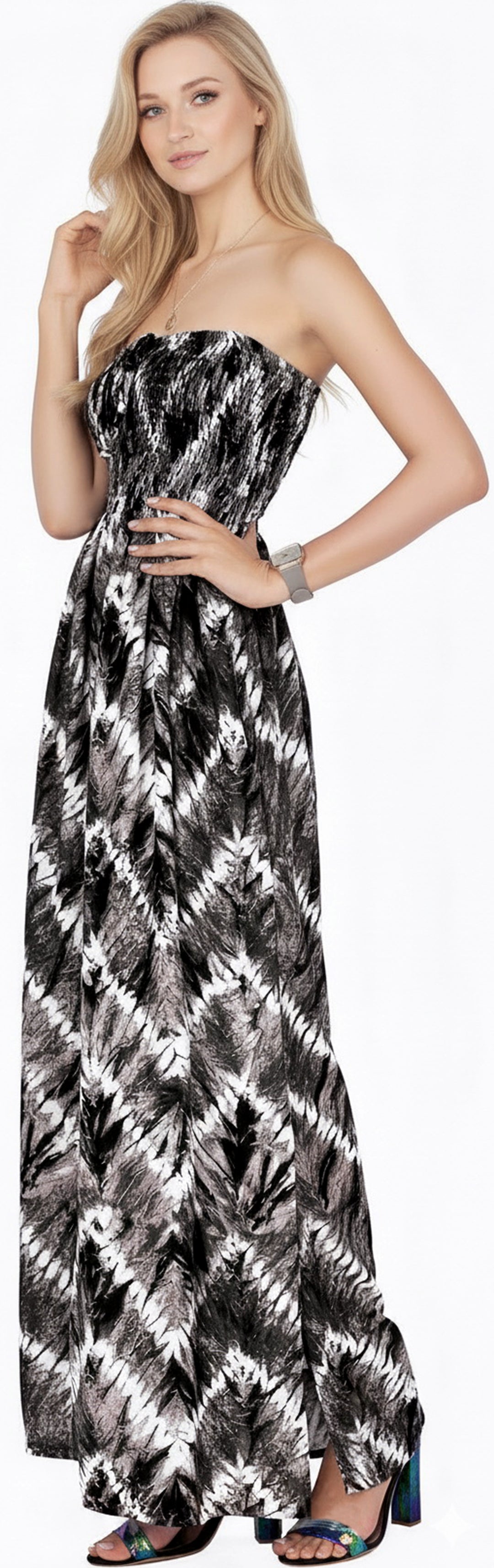 Ocean Waves Tiedye Maxi Dress for women P01069