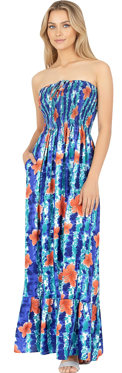 LA LEELA Blue Long Dress - 133857