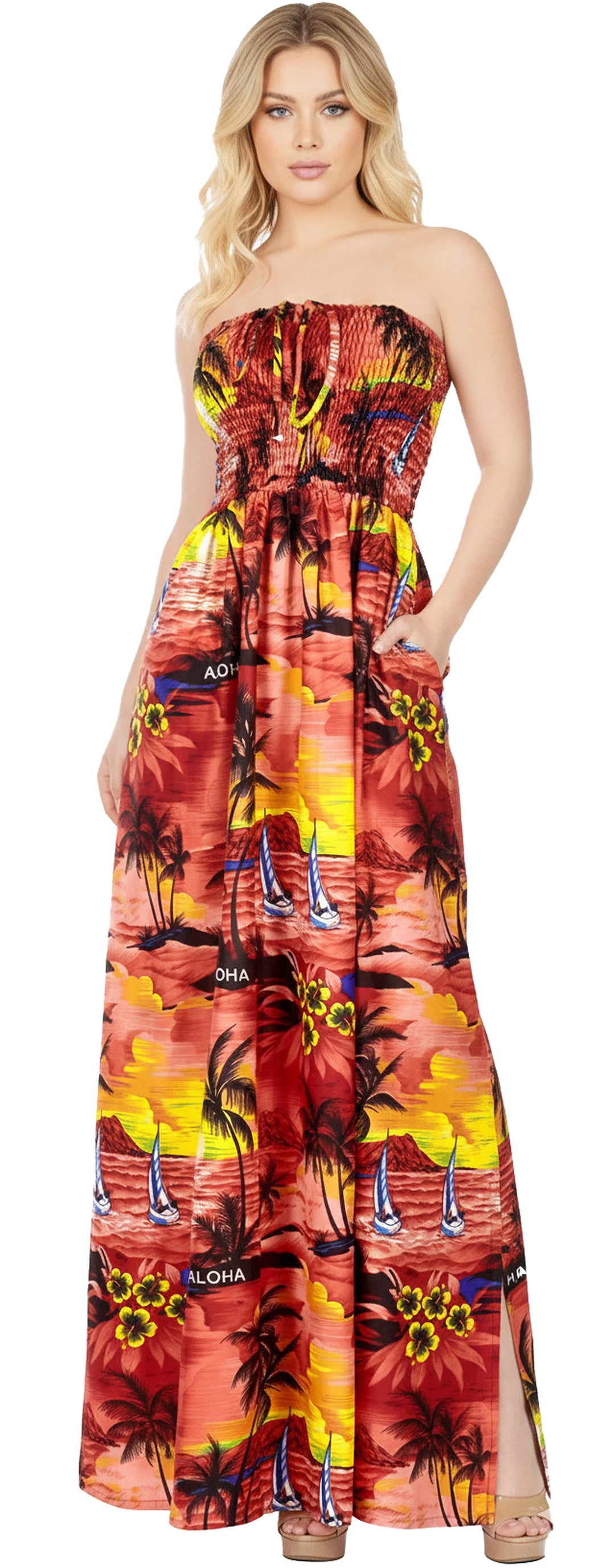 LA LEELA Red Long Dress - 129869