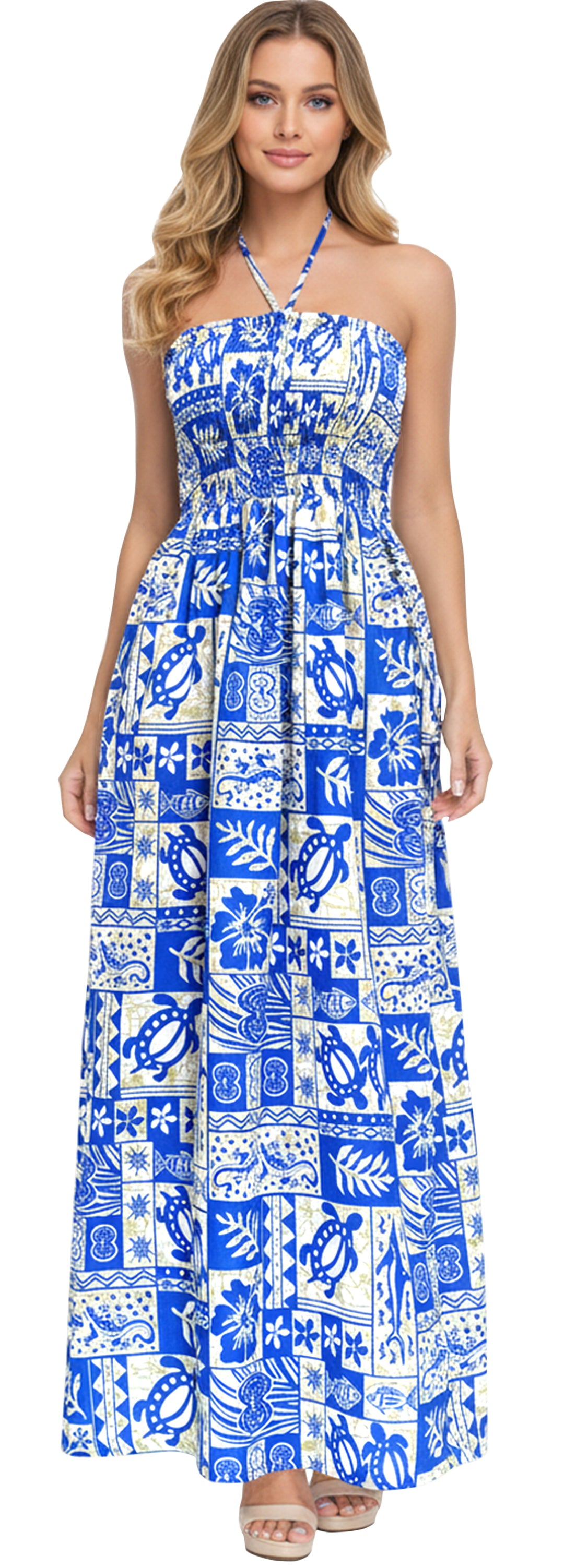 LA LEELA Blue Long Dress - 136408